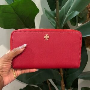 Tory Burch Vibrant Red Zip Wallet